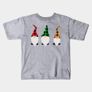 Christmas Gnomes Plaid Kids T-Shirt